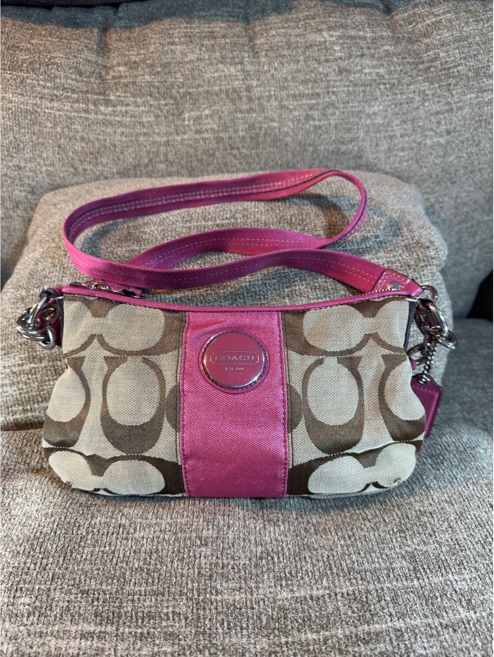 Vintage Coach Y2K Signature Stripe Demi Crossbody Shoulder Bag F17439